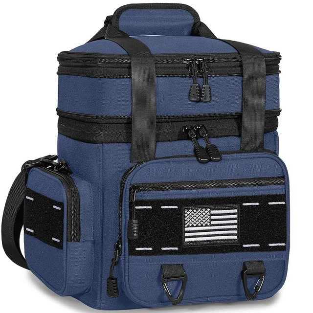 TENKIST Expandable Tactical Lunch Box, Large Insulated Lunch Cooler Bag Heavy Duty Leakproof Lunch Pail for Men Adults Work Office Outdoor Picnic Trips,16L,Blue