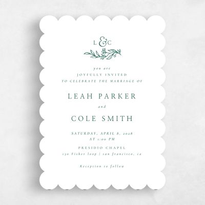 White Scalloped Wedding Invitation - Fiora Classic