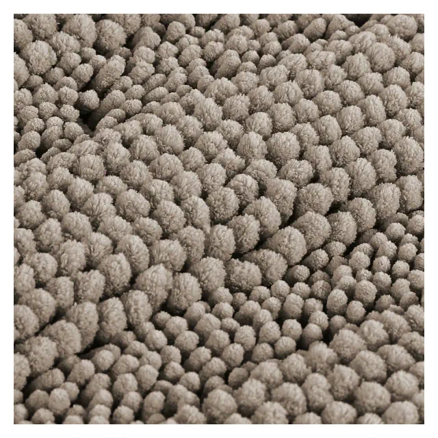 H.Versailtex 2pcs Sage Bathroom Rugs, Bath Mat Set of 2 Extra Thick Chenille Striped Pattern Shaggy Bath Rugs for Bathroom KHAKI 32"x20"/24"x17"