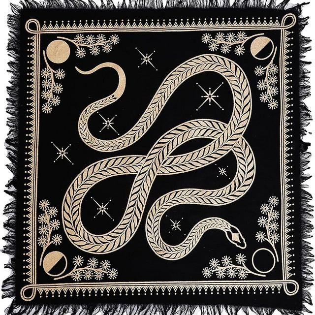 ASAV Tarot Altar Cloth Golden Snake Dragon Table Napkin Cloth Witchery Supplies Home Decor Wall Art Spiritual Witchcraft Square (18x18 Inches (46x46 Cm))