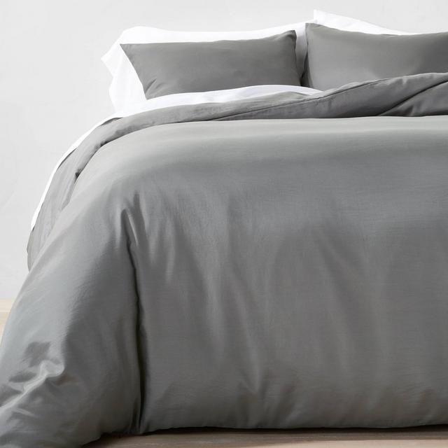 3pc Full/Queen Lyocell Cotton Blend Duvet & Sham Set Dark Gray - Casaluna™