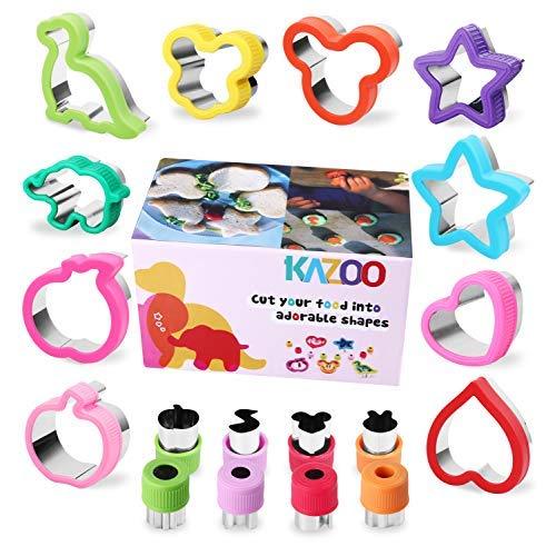 KAZOO 18 Piece Kids Food Shapes Cookie Cutter Kids Sandwich Cookie Cutters Shapes Mini Vegetable Fruit Cutter Shapes Set for Bento Box-Stainless Steel