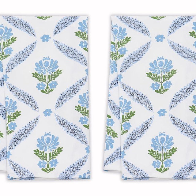 PurpleEssences Spring Kitchen Towels - Set of 2-16x26 Inch - 100% Cotton - Perfect for Spring, Summer & Seasonal Kitchen Decor (Chintz Jacobean)