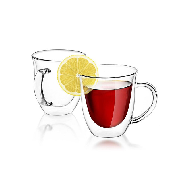 JoyJolt Serene Double Wall Coffee/Tea Glasses Set of 2