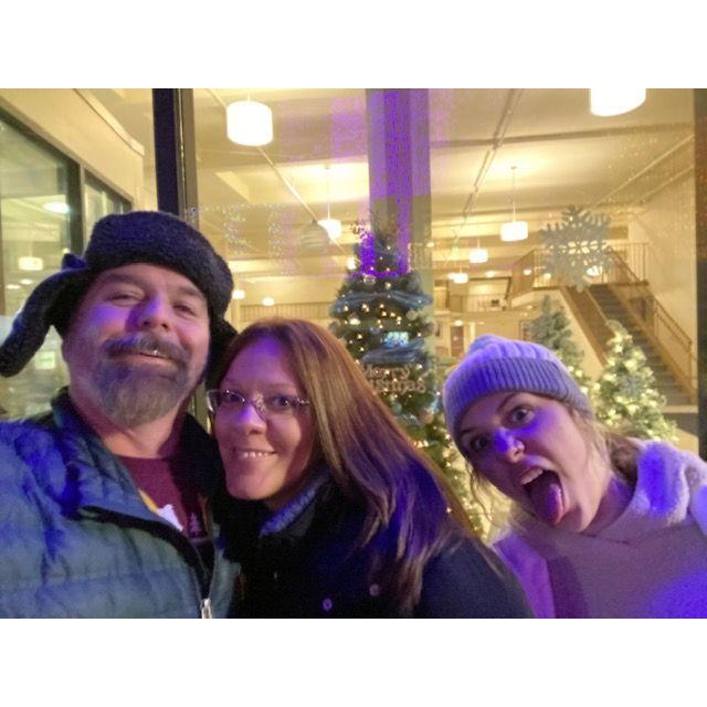Our first holiday lighting ceremony in Elwood...and our future flower girl.