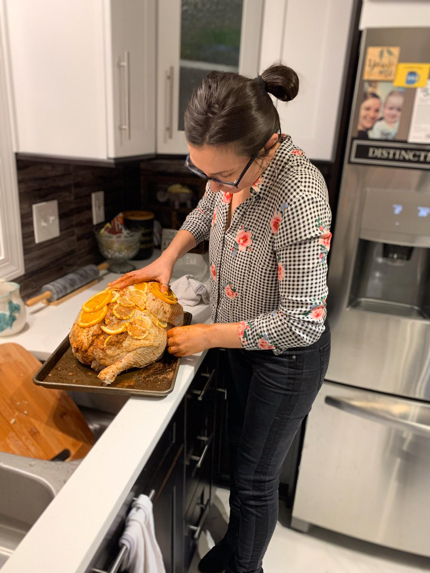 Preparing the turkey for Friendsgiving!