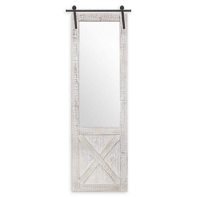 Whitewashed Hanging Barn Door Wall Mirror