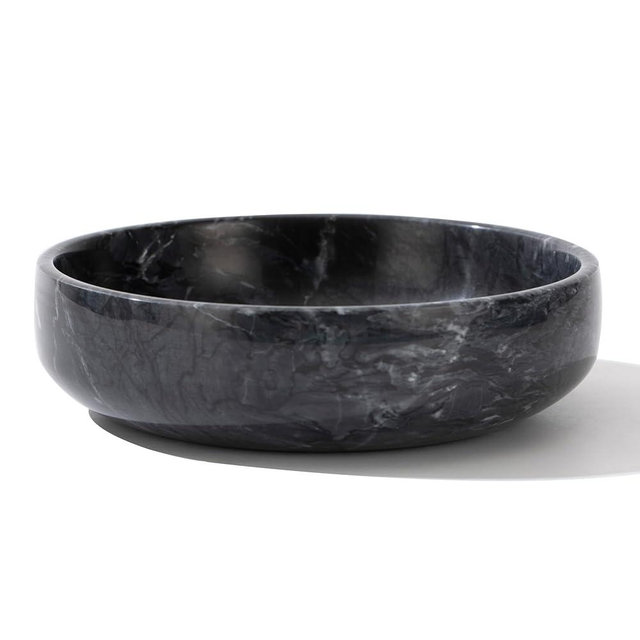 CM CHIC MONDAY 6.7" Large Decorative Bowl, Natural Marble Decorative Bowls for Home Decor, Key Bowl, Candy Bowl, Smudge Bowl, Coffee Tables Centerpiece (Natural Black)