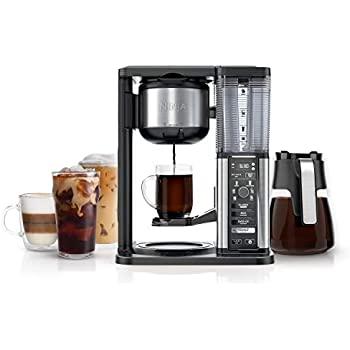 Ninja Specialty Fold-Away Frother (CM401) Coffee Maker, Single Serve to 10 Cup (50 oz.), Glass Carafe
