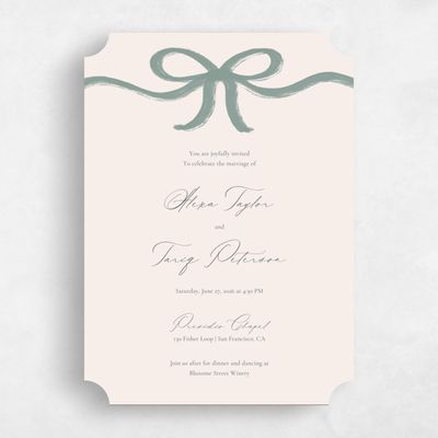 Green Ticket Wedding Invitation - Chausey Classic