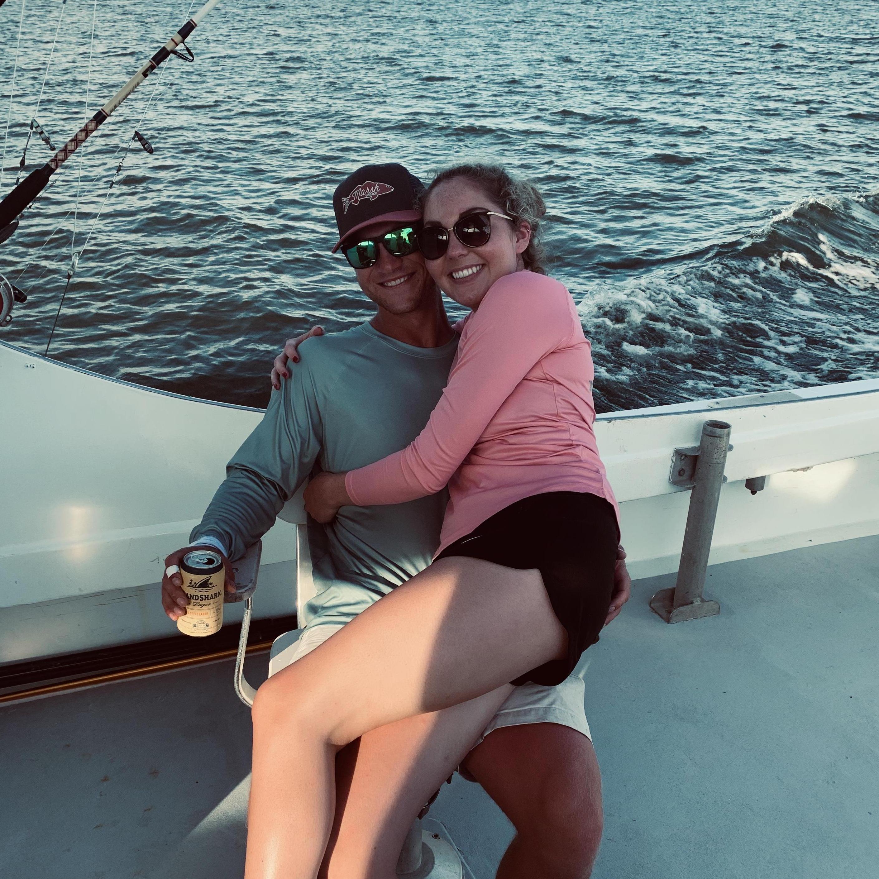 Their first time deep sea fishing together. -August 2020