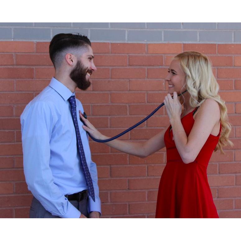 Chloe listening to Austin's heart from the beginning. April 23rd, 2020