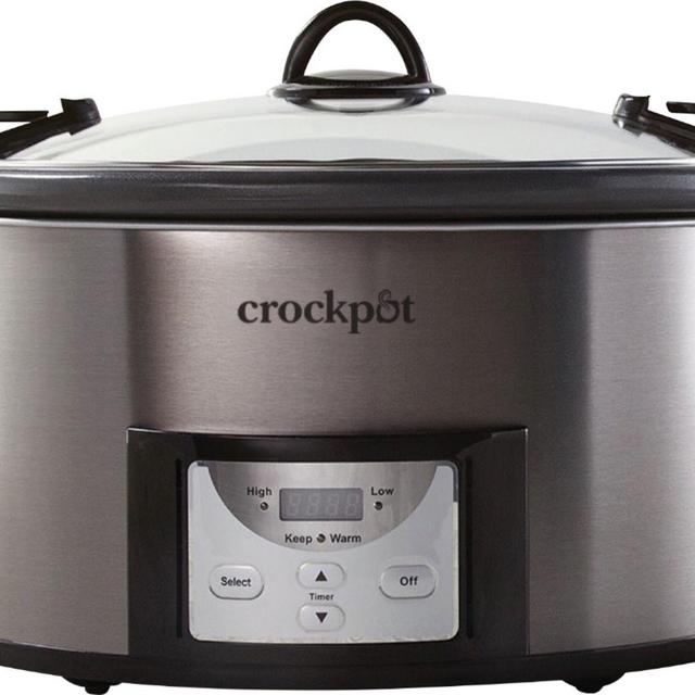 Crock-Pot - Cook & Carry Programmable 7-Quart Slow Cooker with Easy Clean - Black Stainless Steel