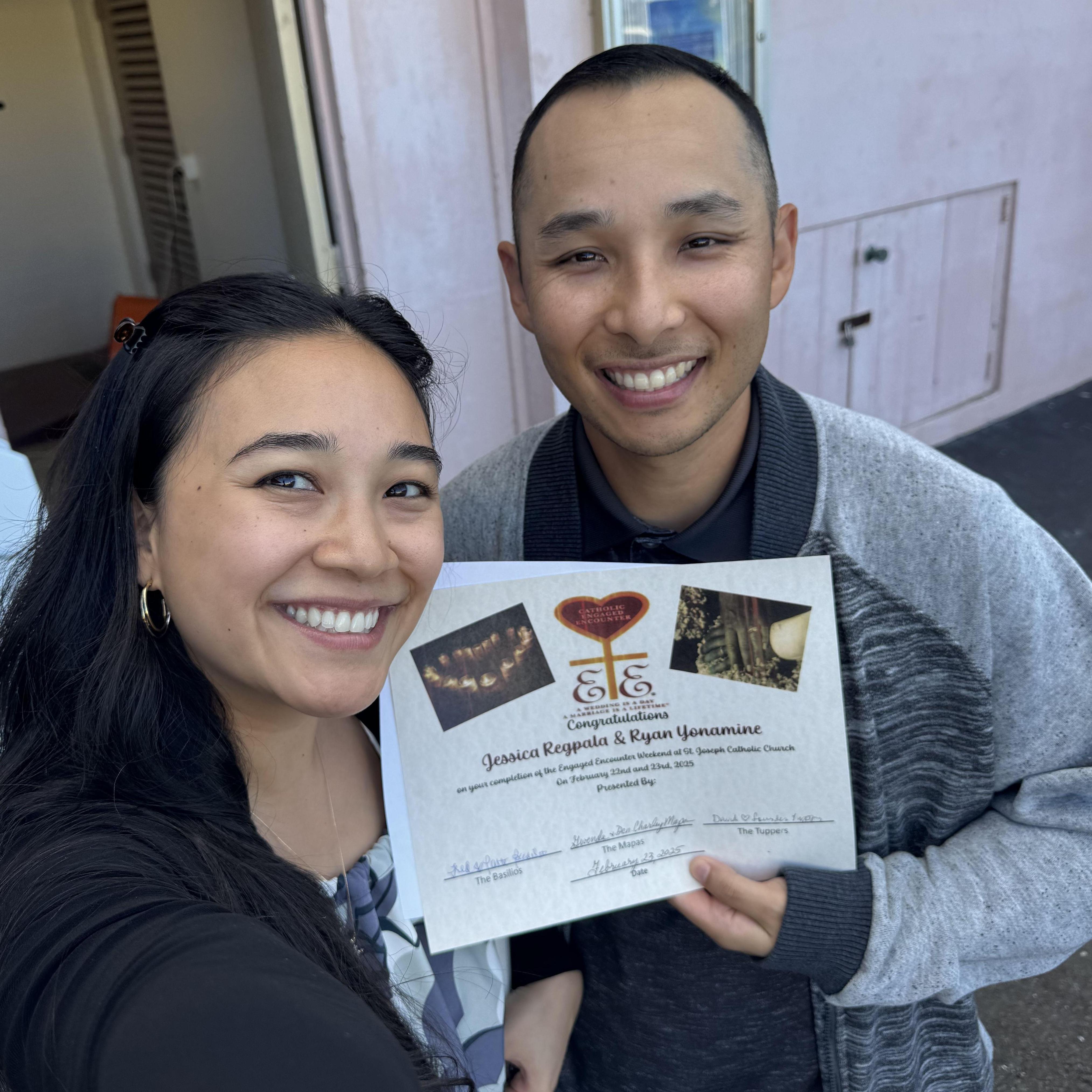 February 22-23, 2025: Jessica and Ryan completed their Catholic Engaged Encounter Weekend at St. Joseph's  church in Hilo.