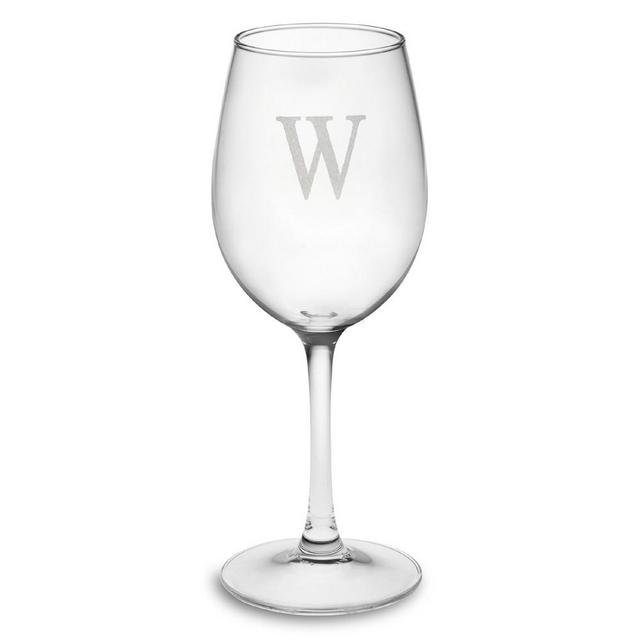 Monogrammed White Wine Glasses, Single-Initial, Set of 4
