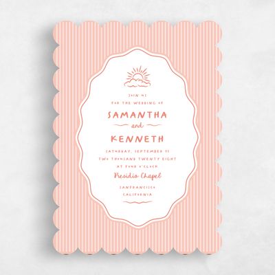 Orange Scalloped Wedding Invitation - Sole Classic