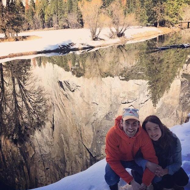 Yosemite: Winter, 2015. Enjoying the reflections of El Cap with a baby-faced Michael.