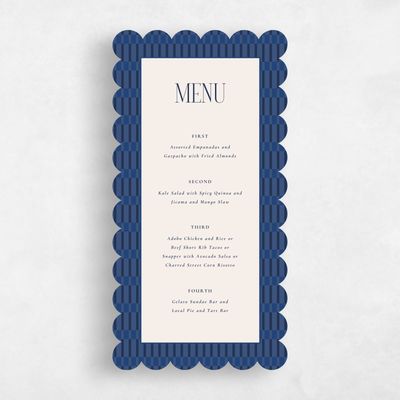 Blue Scalloped Wedding Menu - Jody
