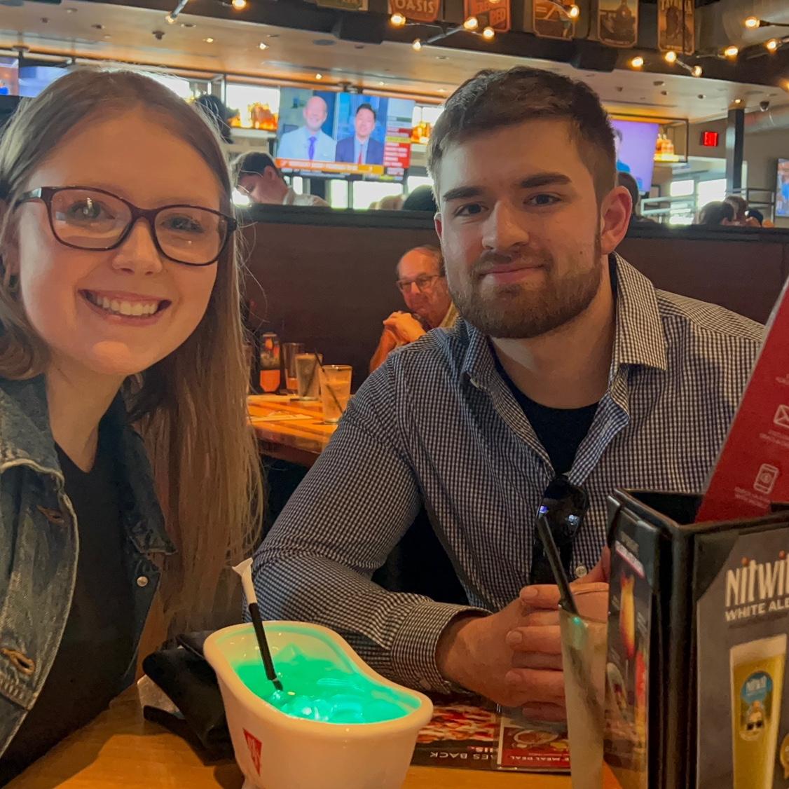 A dinner at BJ's restaurant after Megan's scholarship ceremony!