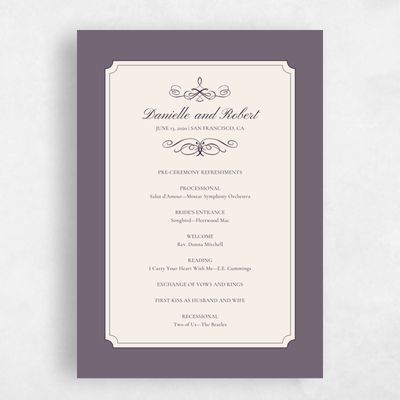 Purple Wedding Program - Malta