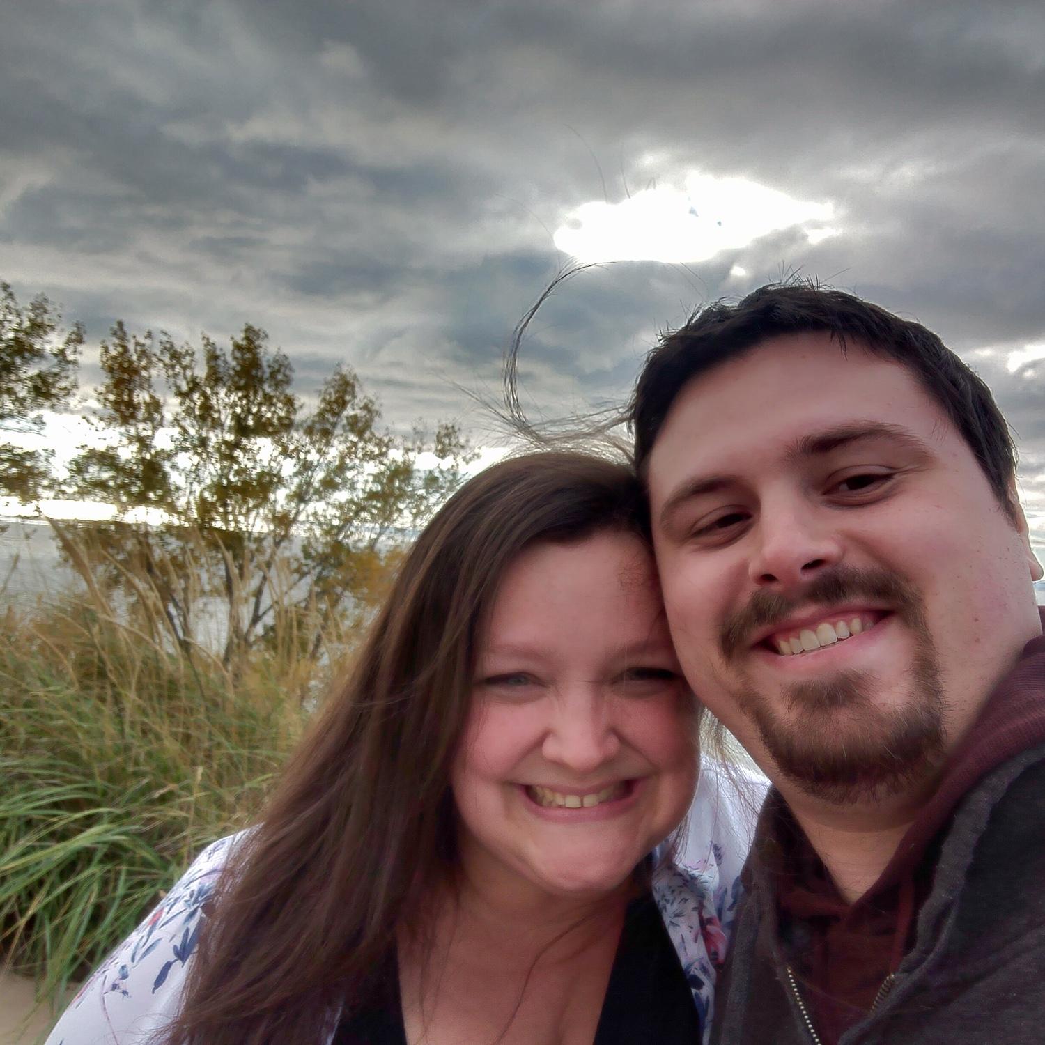 Our first trip together! We went to Traverse City to enjoy the Fall colors and visit Sleeping Bear Dunes, where we took this picture just before sunset.