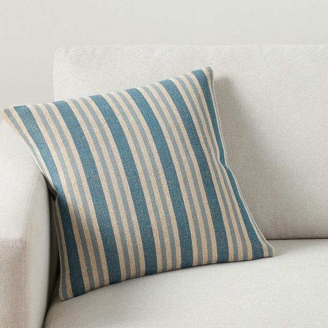 Bay Yarn-Dyed Striped Pillow, 18" x 18", Blue Multi