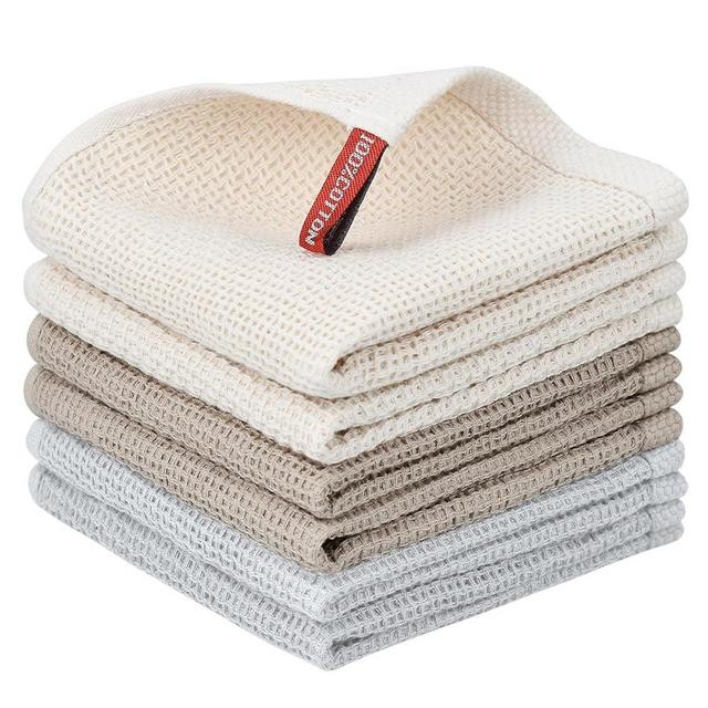 Nialnant 6 Pack Dish Rags, 100% Cotton Kitchen Dish Cloths for Washing Dishes, Soft and Absorbent Cleaning Rags - 12x12 Inch