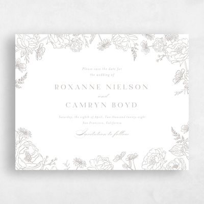 Grey Wedding Save the Date - Astrid Landscape Letterpress