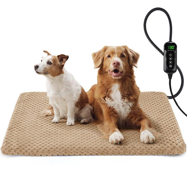 INVENHO Extra Large Pet Heating Pad, Adjustable Temperature Waterproof Dog Cat Heating Pad with Timer, Electric Pet Heated Mat