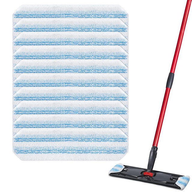 10 Pack H2prO Mop Pads Compatible with O Ceda H2PrO Flat Mo p System, 100% Microfiber Mop Head Replacements, Washable and Reusable, White
