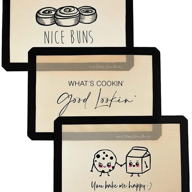 Happy Homes Market, Silicone Baking Mat, Non-Stick, Professional Grade Quality Baking Mat, Food Safe, BPA Free, Reusable, Eco-Friendly, Luxury Baking Sheet Liner- Set of 3 Standard Half Sheet Sizes