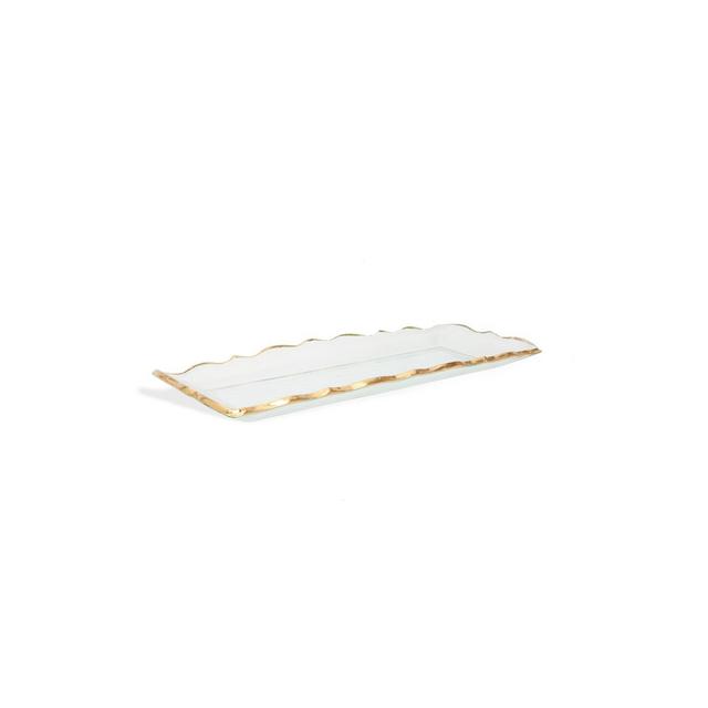Classic Touch 19" Glass Oblong Tray with Gold Edge