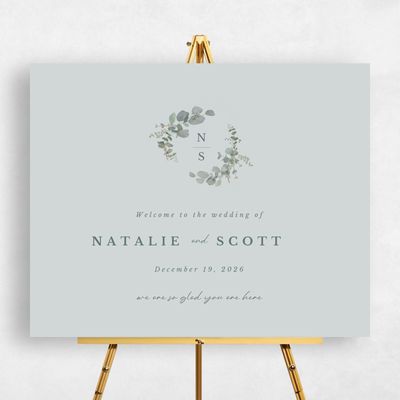 Blue Sage Mist Wedding Sign - Verde Landscape