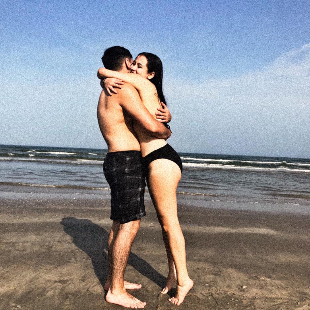 Our first beachy vacation. I still can't believe you wouldn't go underwater at 21 years old. So proud to say 3 years later you're almost at 99%merman. :,)