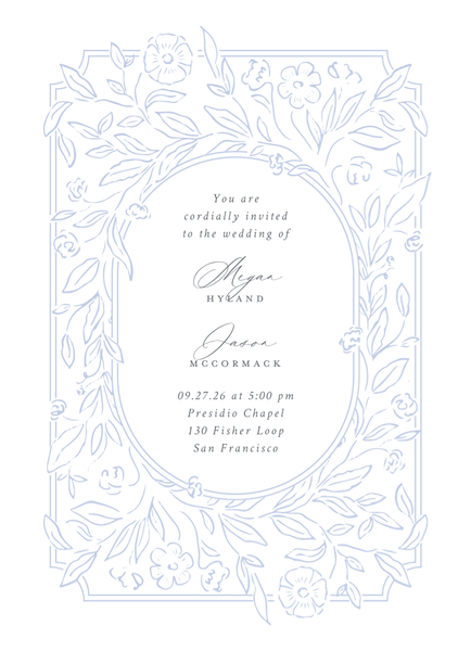 Eze Portrait | Dark Pastel Blue | Zola Wedding Invitations