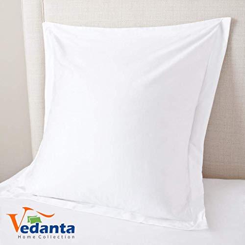 European Square Pillow Shams Set of 2 White 600 Thread Count 100% Natural Cotton Pack of Two Euro 26 x 26 Pillow Shams Cushion Cover, Cases Super Soft Decorative (European 26''x26'', White)