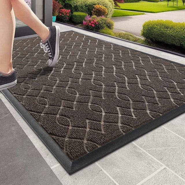 Yimobra Front Door Mat Outdoor Indoor, 47x32 All-Season Heavy Duty Door Mats Outside Entrance, All-Weather Heavy Duty Outdoor Welcome Mat, Non Slip Porch Patio Entrance Mat, Brown