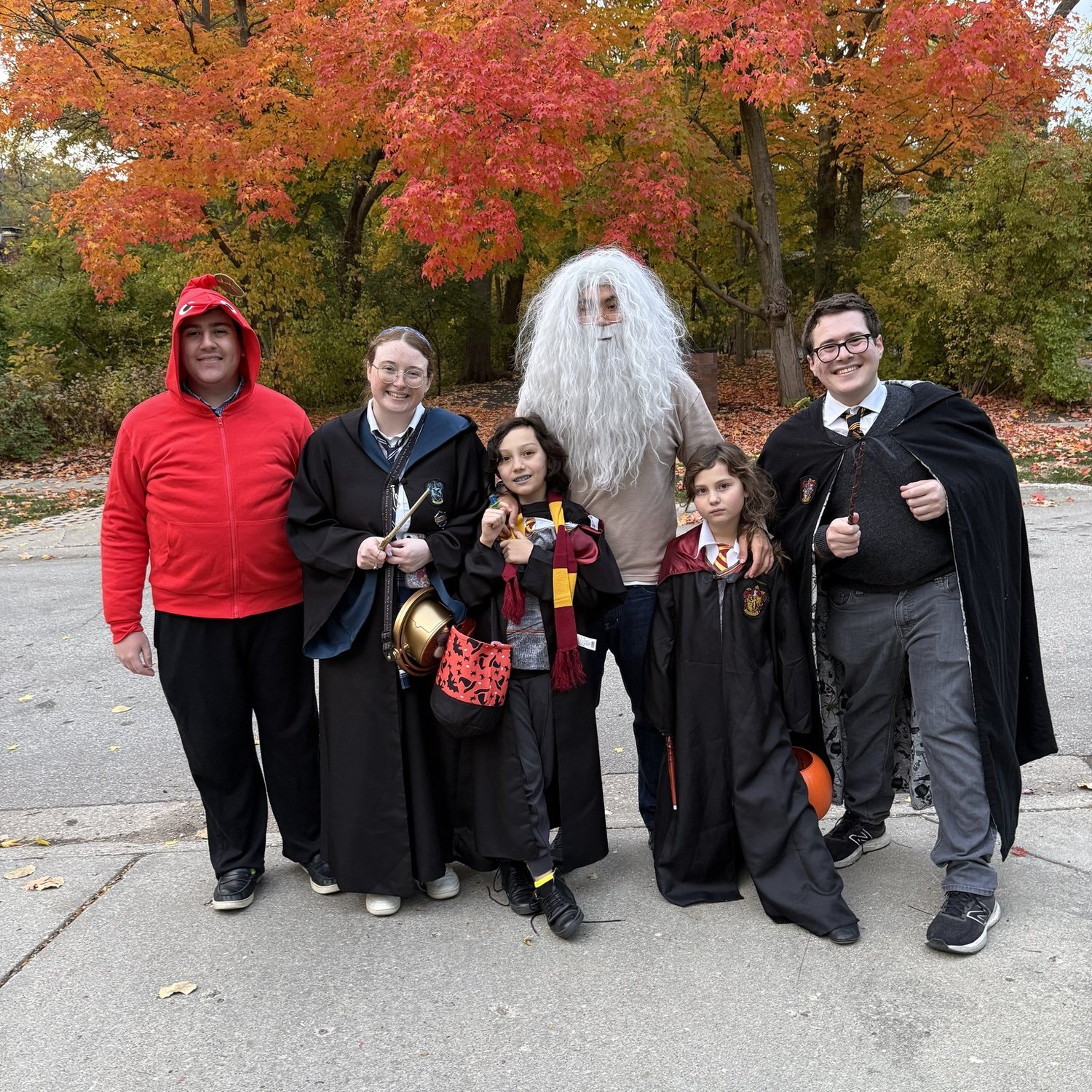 Halloween is our favorite holiday! This was Halloween 2025, where we all did a Harry Potter theme.