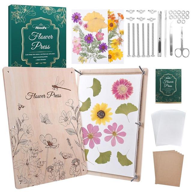 Aboofx Flower Press - 17 x 11.8 inch Flower Press Kit, 5 Layers Super-Sized Flower Press Kit for Adults, Plant Flower Drying Kit, DIY Wedding Bouquet Preservation, Gift for Arts and Crafts Lovers