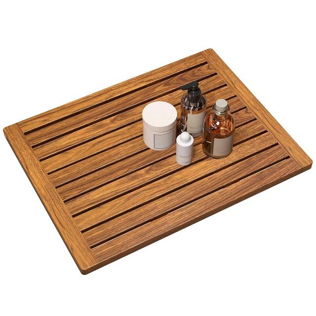 Teak Shower Mat, 24"x18" Wood Bath Mat Non-Slip Bathroom Mat Teak Bath Mats for Bathroom, Wooden Floor Mat Bathroom Mat for Inside, Outdoor or Spa(Medium)