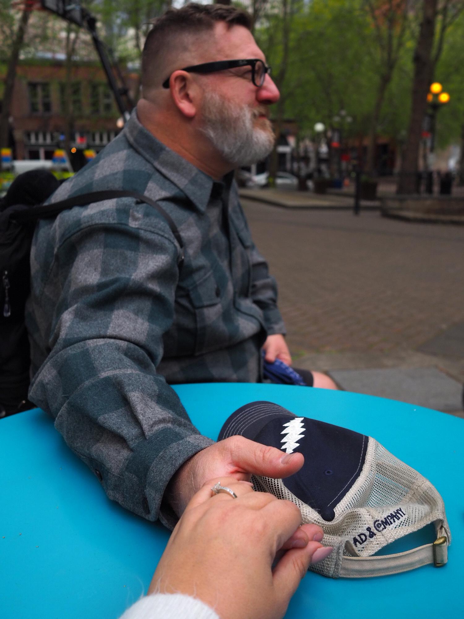 Enjoying a quiet moment in Seattle.