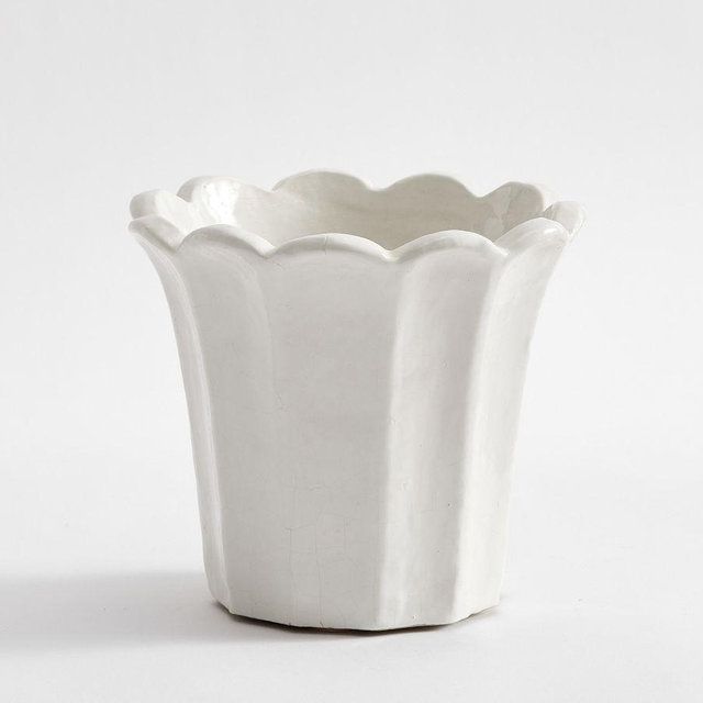 Fluted Tulip Cachepot, Small - White