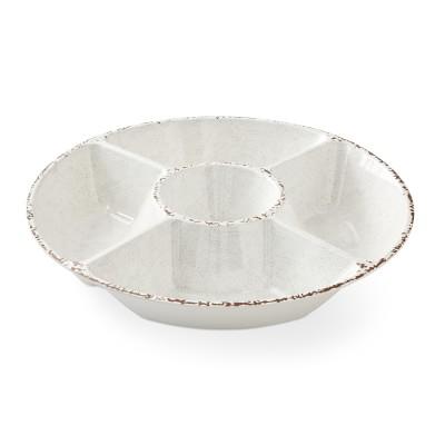 Rustic® Outdoor Melamine Chip and Dip Bowl, Ivory