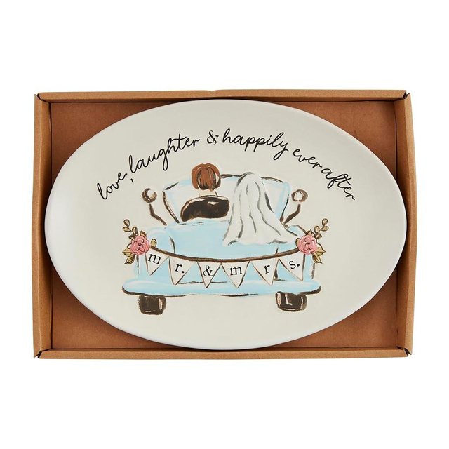 Mud Pie Wedding Box Sentiment 7" x 10" PLATES, White