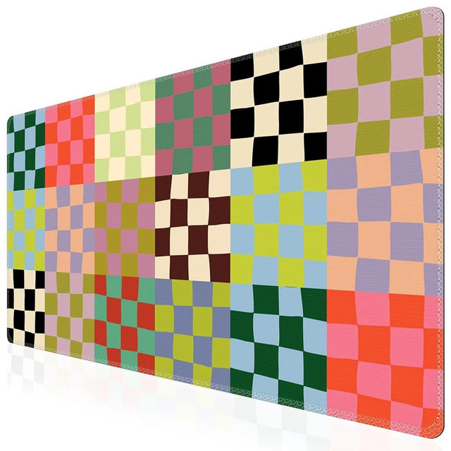 iCasso Checkered Desk Mat, Desk Matt for Desktop, Cute Desk Pad Mat, XXL Large Mouse Pad for Desk, Anti-Slip Big Mousepad with Stitched Edges, Keyboard Pad Mouse Mat for Computer (Retro Checkered)