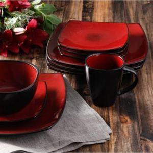Gibson - Signature Living Barcelona Red 16-Piece. Set, Service for 4
