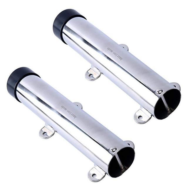 Pair of Amarine-made Boat Marine Fishing Stainless Steel Side Mounted Transom Mounted Rod Holders with Weld Brackets - 7643sh1