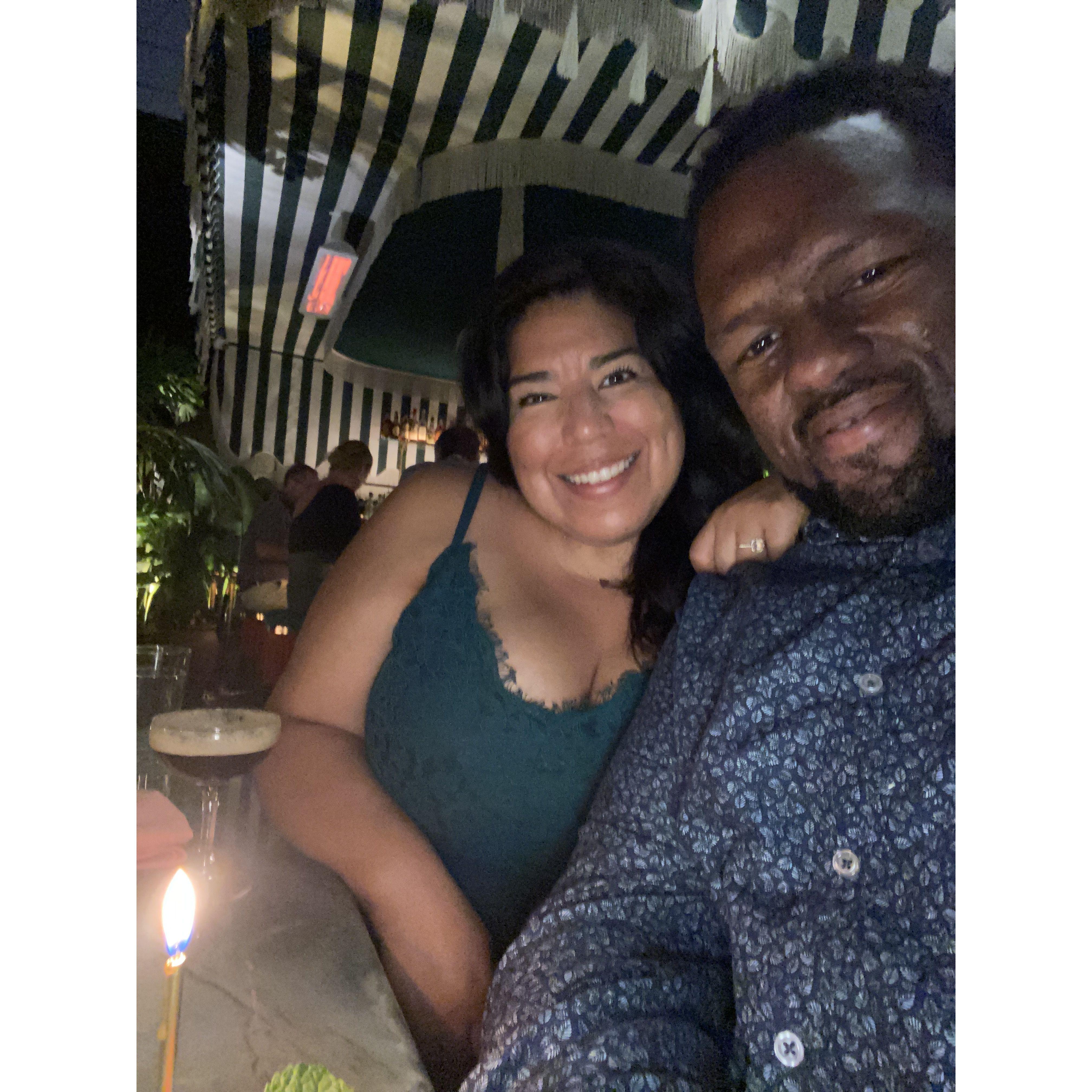 Birthday dinner always in high places.