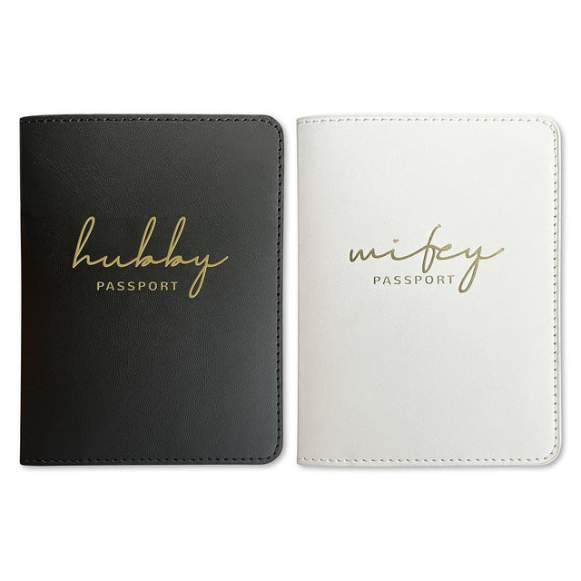 Hubby and Wifey Passport Wallet, Wedding Gifts for Couples 2025, Passport Holder for Travel, Honeymoon Travel Essentials