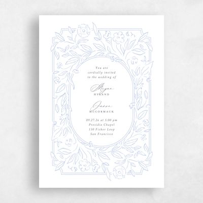 Blue Bordered Wedding Invitation - Eze Portrait